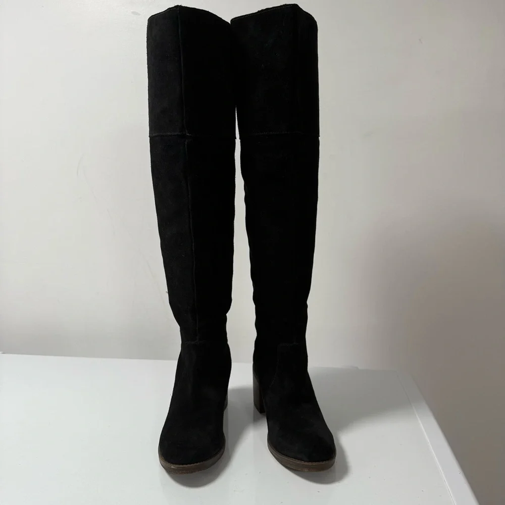 Lucky Brand Black Suede Tall Heeled Boots
